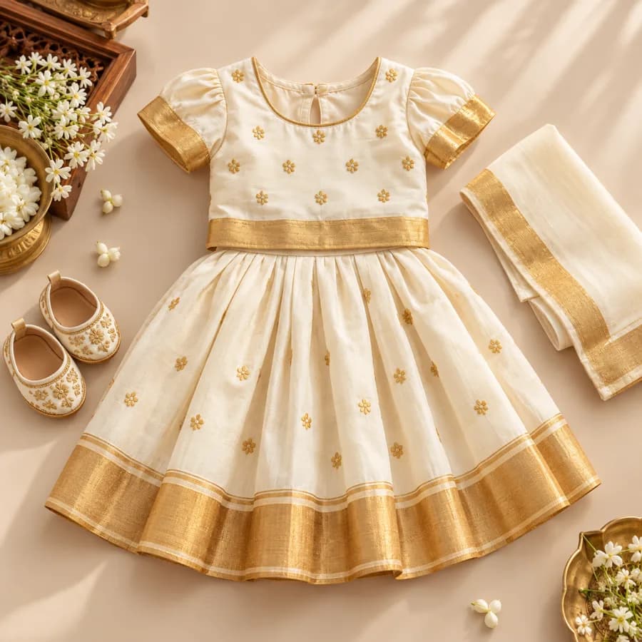 Kerala Kasavu Festive Dress